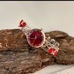 Women's Red Stones Adjustable Watch
